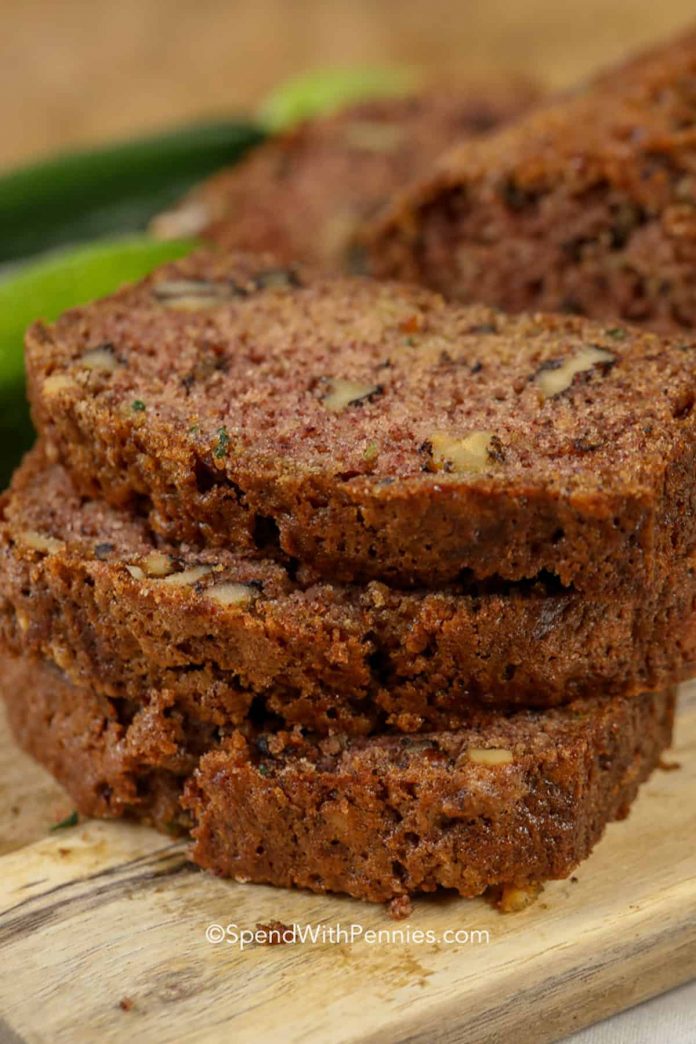 slices of The Best Zucchini Bread in a stack